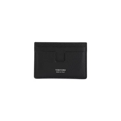 Tom Ford Mens Black Classic Leather Card Holder