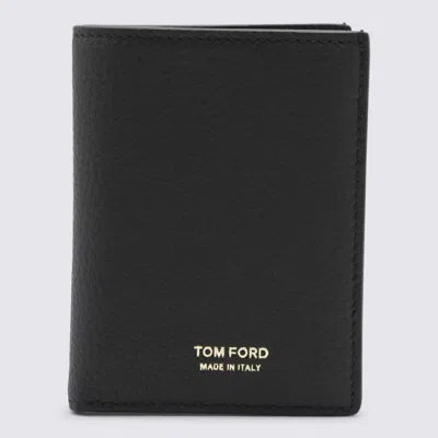 Tom Ford Black Card Holder With Embossed Logo Lettering On The Front In Grained Leather Man