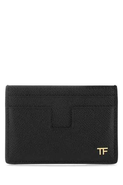 Tom Ford Black Leather Card Holder In 1n001