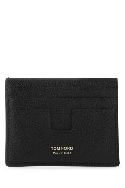 Tom Ford Black Leather Card Holder In Nero