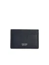 Tom Ford Black Leather Cardholder In Gray