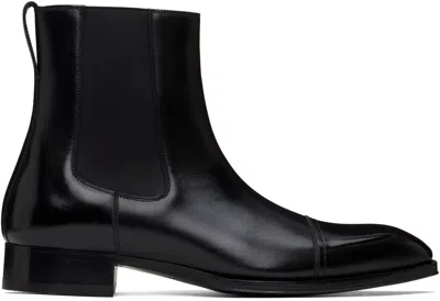 Tom Ford Edgar Polished Leather Chelsea Boots In Black