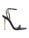 Tom Ford Paintdlock Pointed-toe Buckle Sandals With Signature Metal Heel In Black