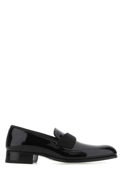 Tom Ford Black Leather Loafers In 1n001