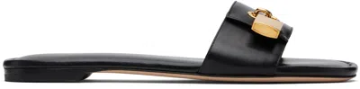 TOM FORD BLACK LEATHER PADLOCK SLIDES
