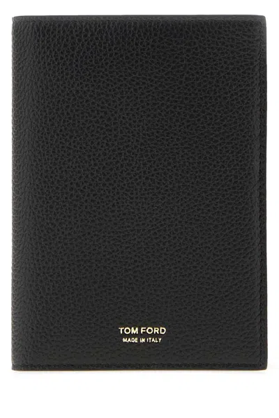 Tom Ford Black Leather Passport Holder 11 Cm X 14.5 Cm X 2 Cm Mini