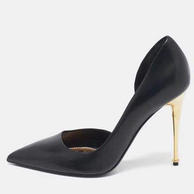 Pre-owned Tom Ford Black Leather Pointed Toe D'orsay Pumps Size 40