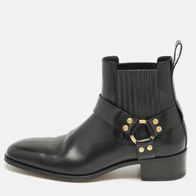 Pre-owned Tom Ford Black Leather Rupert Jodhpur Ankle Boots Size 44