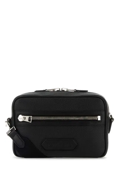 Tom Ford Black Leather Small Messenger Crossbody Bag