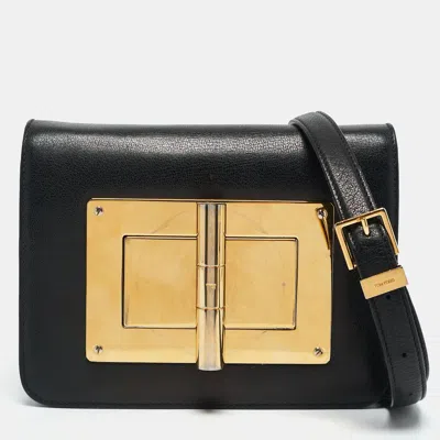 Pre-owned Tom Ford Black Leather Small Natalia Crossbody Bag