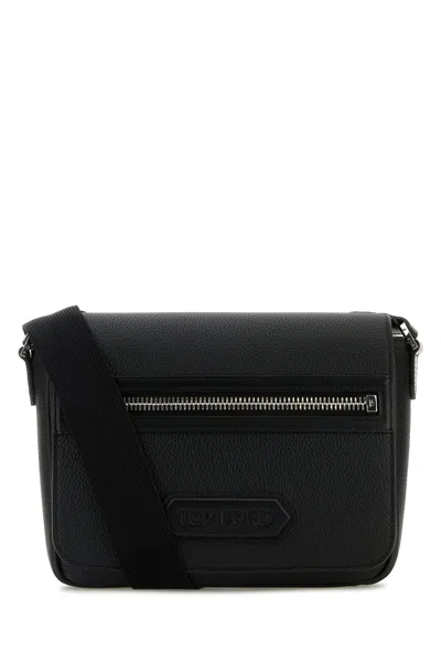 Tom Ford Black Leather Small Traveller Crossbody Bag