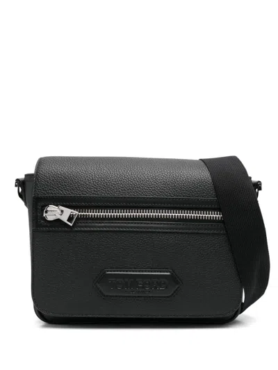 Tom Ford Black Leather Small Traveller Crossbody Bag