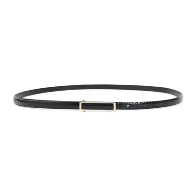Tom Ford Black Leather Soft Printed Croco Belt In Pink
