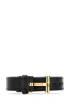 Tom Ford Bracciale In Pelle Con Chiusura T In Black