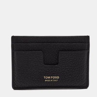 Pre-owned Tom Ford Black Leather T Lin Card Cover
