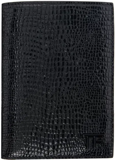 Tom Ford Black Leather T Line Passport Holder