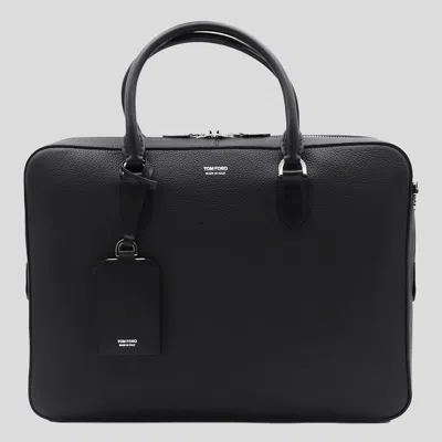 Tom Ford Black Leather Top Handle Bag
