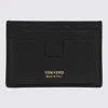 Tom Ford Soft Grain Leather T Line Classic Card Holder In Black