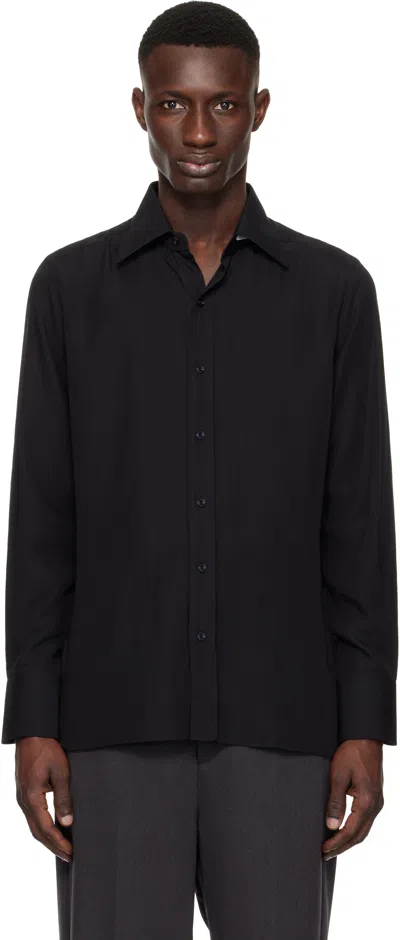 TOM FORD BLACK LIGHTWEIGHT LYOCELL SLIM FIT SHIRT