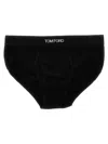 Tom Ford Elasticated Logo Cotton Blend Briefs In Black