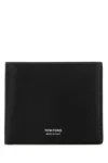 Tom Ford Black Soft Grain Leather T Line Business Card Holder In Black
