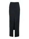 Tom Ford Black Long Skirt With Concealed Side Zip Closure And Single Front Slit In Viscose Blend Woman In Black