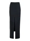 Tom Ford Black Long Skirt With Concealed Side Zip Closure And Single Front Slit In Viscose Blend Woman In Animal Print