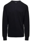 TOM FORD BLACK LONG SLEEVE TOP WITH LOGO EMBROIDERY IN COTTON BLEND