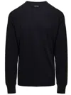 TOM FORD BLACK LONG SLEEVE TOP WITH LOGO EMBROIDERY IN COTTON BLEND MAN