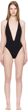 Tom Ford Plunging Halter Jersey One-piece Swimsuit In Black