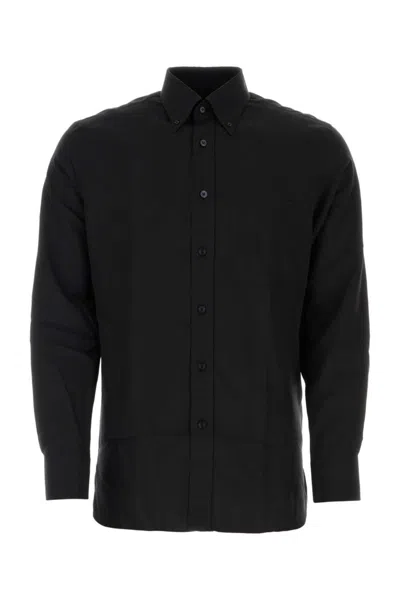 Tom Ford Light Fluid Fine Gabardine Slim Fit Shirt Hso001fmt058 Lb999 In Black
