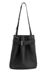 Tom Ford Black Medium Bucket Bag With Adjustable Shoulder Strap And Buckle Closure In Grained Leather Woman In Black