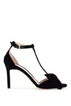 Tom Ford Black Medium Heeled Viscose Sandals With Golden Buckle In Black