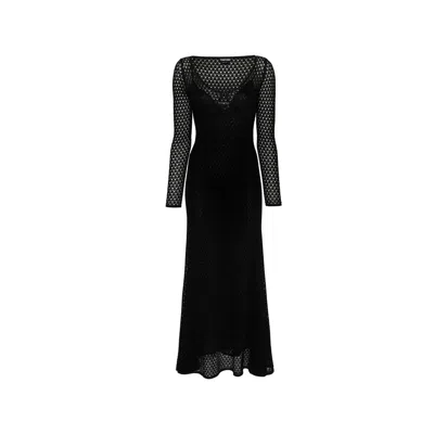 Tom Ford Metallic Fibre Lace Dress In Black