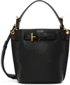 Tom Ford Black Mini Grained Leather Audrey Bucket Bag In Black