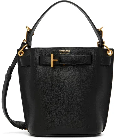 Tom Ford Black Mini Grained Leather Audrey Bucket Bag
