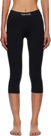 Tom Ford Cropped Logo-waistband Leggings In Black