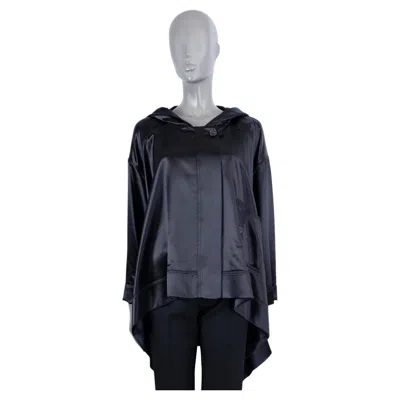 Pre-owned Tom Ford Black Oversized Satin Cape Coat Jacket S