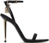 Tom Ford Black Sandals With Metal Heel And Padlock In Leather Woman In Black