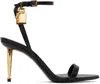 Tom Ford Black Padlock Pointed Naked Heeled Sandals In 1n001 Black
