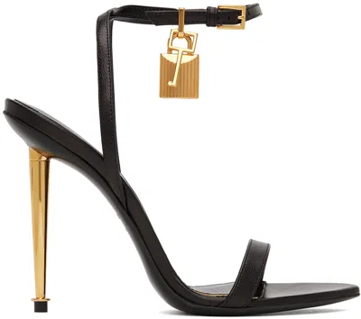 Tom Ford Black Padlock Pointy Naked Sandals In 1n001 Black