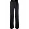 Tom Ford Black Loose Pants With Logo In Stretch Silk Woman  In Black