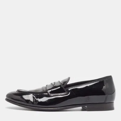 Pre-owned Tom Ford Black Patent Leather Penny Loafers Size 40
