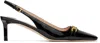 Tom Ford Black Slingback Pumps With T Logo Detail In Patent Leather Woman