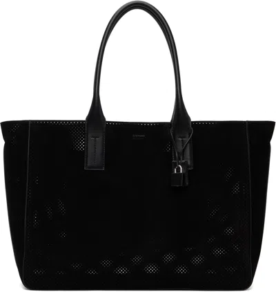 Tom Ford Black Perforated Cashmere Suede T-line East-west Tote