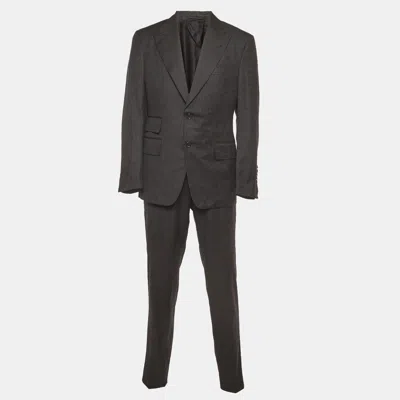 Pre-owned Tom Ford Black Pin Striped Wool Shelton Suit Xl