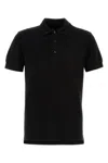 Tom Ford Black Short-sleeves Polo In Cotton Piquet Jersey Man
