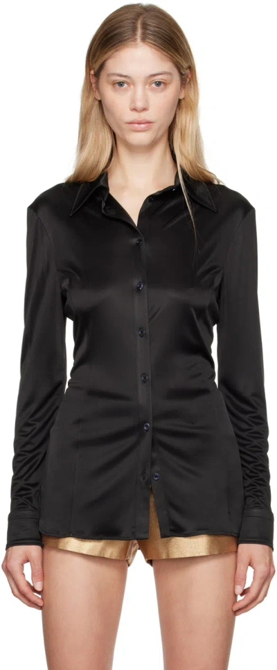 Tom Ford Black Pointed Collar Shirt In Lb999 Black