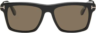 Tom Ford Black Polarized Buckley Sunglasses In 01h Shiny Black /bro