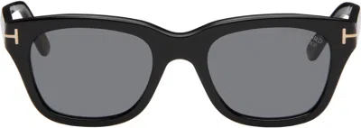 Tom Ford Black Polarized Snowden Sunglasses In 01d Shiny Black/smok